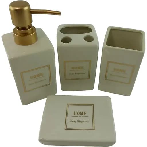 Набор аксессуаров для ванной комнаты No brand керамический белый 4 предмета - фото 1