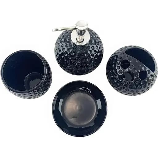 Набор аксессуаров для ванной комнаты No brand Гольф керамический черный 4 предмета 23x21x11 см - фото 3