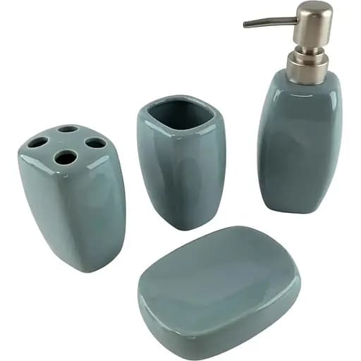 Набор аксессуаров для ванной комнаты No brand керамический сине-серый 23x21x11 см - фото 1