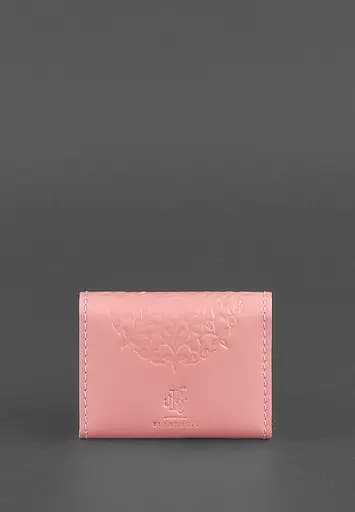 Женский кожаный кард-кейс 3.0 (гармошка) Розовый с мандалой - фото 4