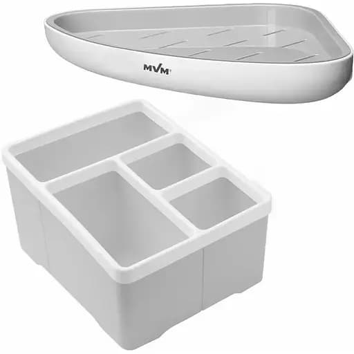 Набір аксесуарів для ванної кімнати МВМ My Home MVM-10 білий із сірим (MVM-MH-10 WHITE/GRAY) - фото 1