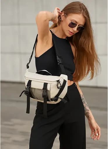 Женская сумка бананка Sambag Dynamicdart серая 38 × 21 × 7 см (80411030) - фото 1