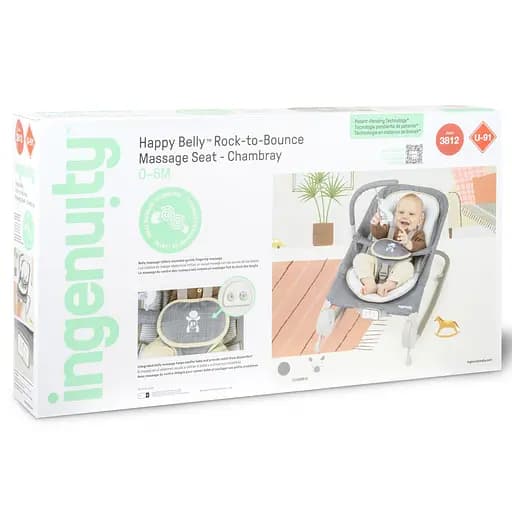 Шезлонг Ingenuity Parker-Chambray с технологией мягкого массажа Happy Belly синий (16854) - фото 2