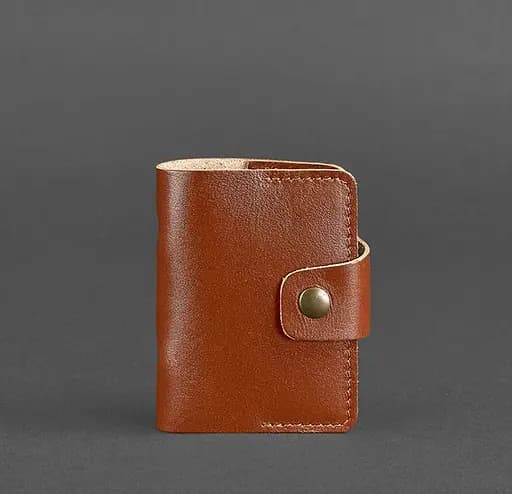 Кожаный кард-кейс 7.1 (Книжечка) светло-коричневый - фото 6