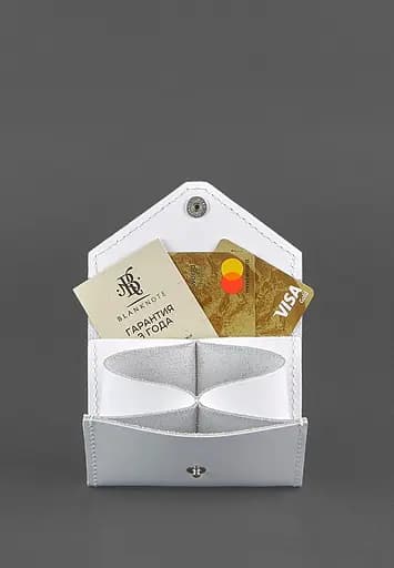 Женский кожаный кард-кейс 3.0 (гармошка) Белый с мандалой - фото 3