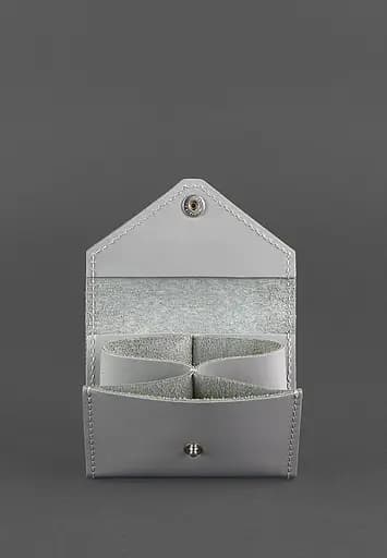 Женский кожаный кард-кейс 3.0 (гармошка) серый с мандалой - фото 4