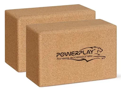 Блоки для йоги PowerPlay PP_4006 из пробкового дерева 2 шт Cork Yoga Block + резинка 7.5 кг (PP_4006_Cork_2in) - фото 2