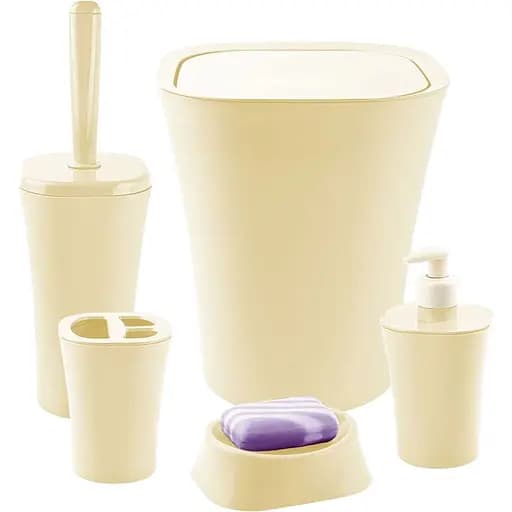 Набор для ванной комнаты Planet Papillon, 5 предметов, кремовый (UP160) - фото 1