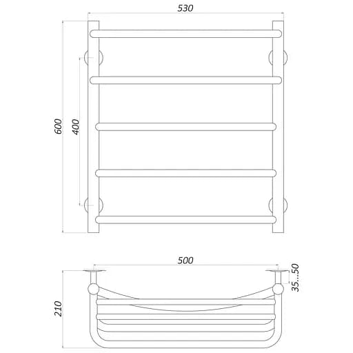 Рушникосушарка UNIO Op W 600-500-5 Олівія з полицею (20858) - фото 5