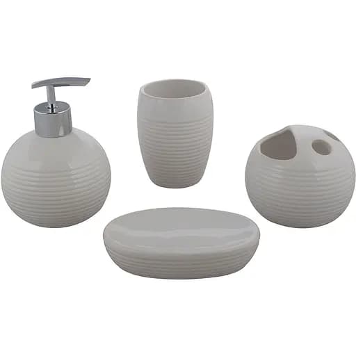 Набор аксессуаров для ванной комнаты No brand керамический белый 4 предмета 17x14x10 см - фото 1