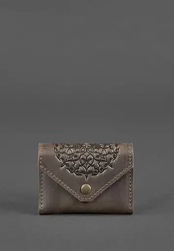 Кожаный кард-кейс 3.0 темно-коричневый с мандалой - фото 2