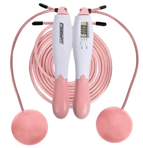 Скакалка без шнура EasyFit TwinRope со счетчиком 2,8 м белый-розовый (EF-1909-WP) - фото 1