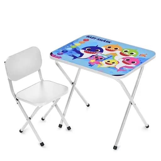 Детский столик складной со стульчиком M 5960-1 cеребряный - фото 1