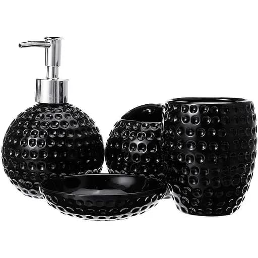 Набор аксессуаров для ванной комнаты No brand Гольф керамический черный 4 предмета 23x21x11 см - фото 2
