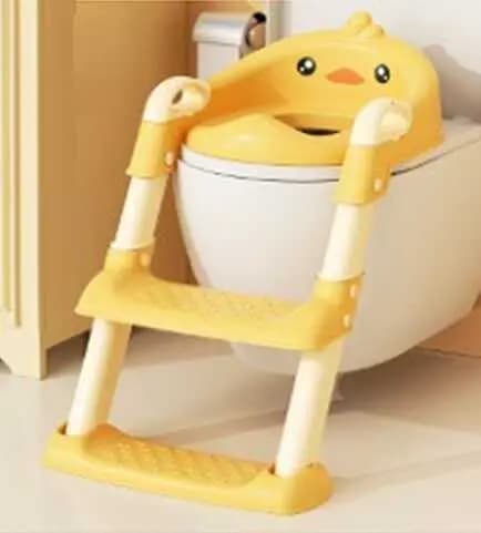 Сидіння для унітазу дитяче Bimbo, жовте, зі сходами та ручками - фото 1