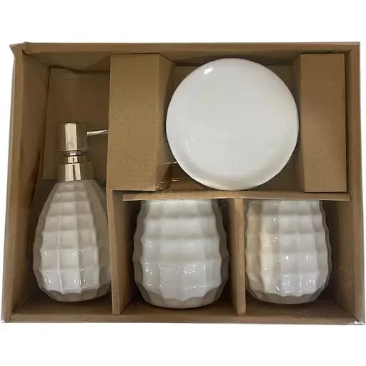 Набор аксессуаров для ванной комнаты No brand керамический белый 28.5x22.5x9 см - фото 6