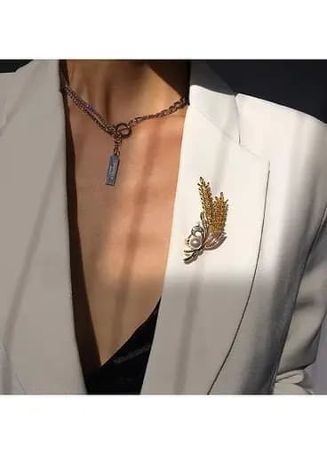 Брошь Колосья пшеницы два колоска брошь-булавка символ Украины желтая - фото 2