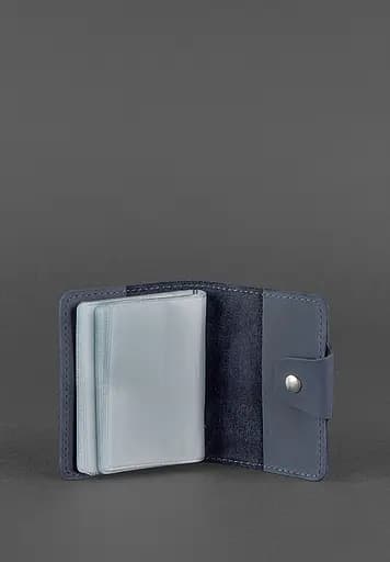 Кожаный кард-кейс 7.1 (Книжечка) синий - фото 4