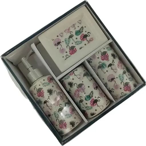 Набор аксессуаров для ванной комнаты No brand Фламинго B керамический 4 предмета - фото 6