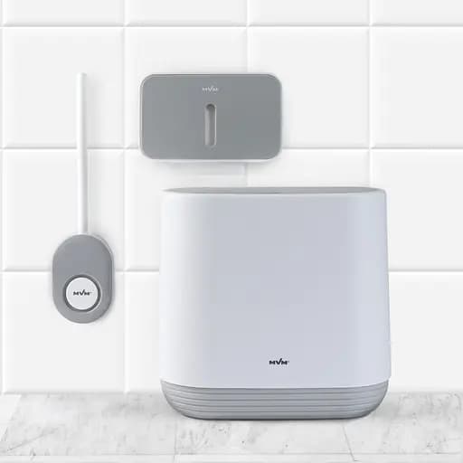 Набор аксессуаров для ванной комнаты МВМ My Home MVM-15: BP-34, BP-14, BP-15, белый с серым (MVM-MH-15 WHITE/GRAY) - фото 1