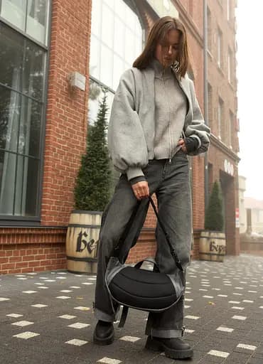 Большая женская поясная сумка бананка Sambag DynamicDart графитовая 38×21×7 см (80411009) - фото 7