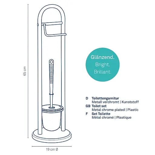 Набор аксессуаров для туалета Kela Fabio 65х19 см серебристый (18002) - фото 3