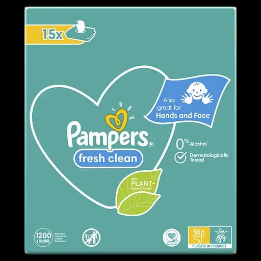 Уцінка. Набір дитячих вологих серветок Pampers Baby Fresh Clean, 1200 шт. (15 упаковок по 80 шт.) - фото 6