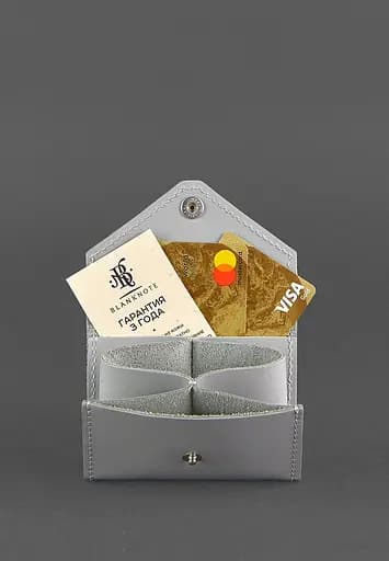 Женский кожаный кард-кейс 3.0 (гармошка) серый с мандалой - фото 3