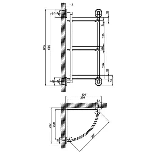 Поличка стеклянная кутова 3-х ярусна Lidz (CRG) -114.10.03 - фото 4