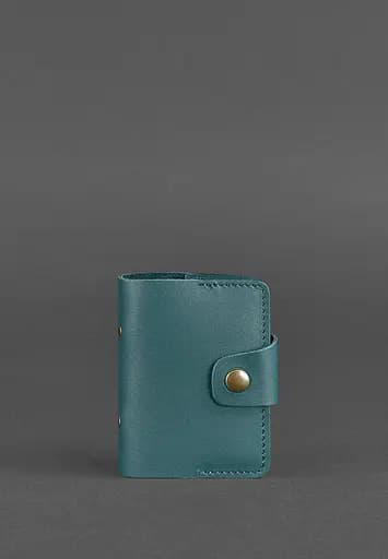 Женский кожаный кард-кейс 7.1 (Книжечка) зеленый - фото 2