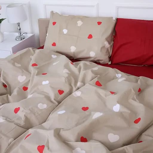 Простирадло MirSon Бязь 17-4750 Multicolored hearts 150х220 см червоне (2200008933401) - фото 3