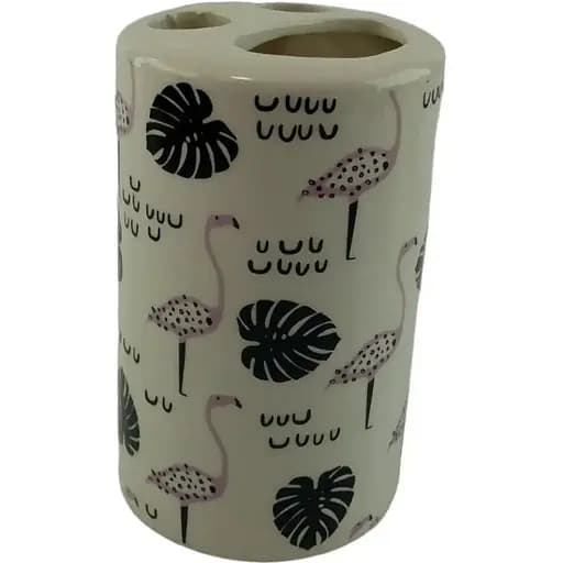 Набор аксессуаров для ванной комнаты No brand Фламинго керамический белый 4 предмета - фото 4