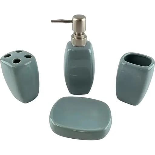 Набор аксессуаров для ванной комнаты No brand керамический сине-серый 23x21x11 см - фото 3