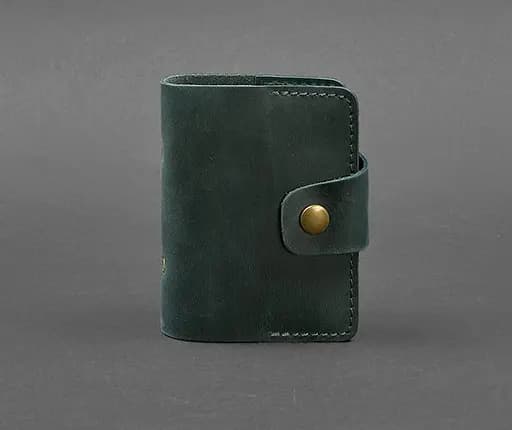 Кожаный кард-кейс 7.1 (Книжечка) зеленый Crazy Horse - фото 1