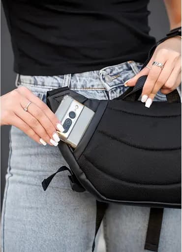 Женская сумка бананка Sambag Dynamicdart черная 38 × 21 × 7 см (80411001) - фото 6