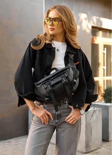 Женская сумка бананка Sambag Dynamicdart черная 38 × 21 × 7 см (80411001) - фото 5