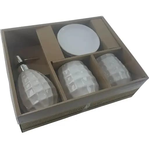 Набор аксессуаров для ванной комнаты No brand керамический белый 28.5x22.5x9 см - фото 5