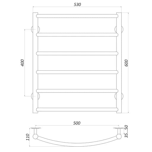 Рушникосушарка UNIO LD W 600-500-6 Драбинка Дуга (20653) - фото 4