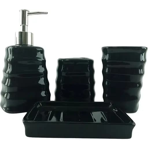 Набор аксессуаров для ванной комнаты No brand керамический черный 4 предмета 29x20.5x10 см - фото 1