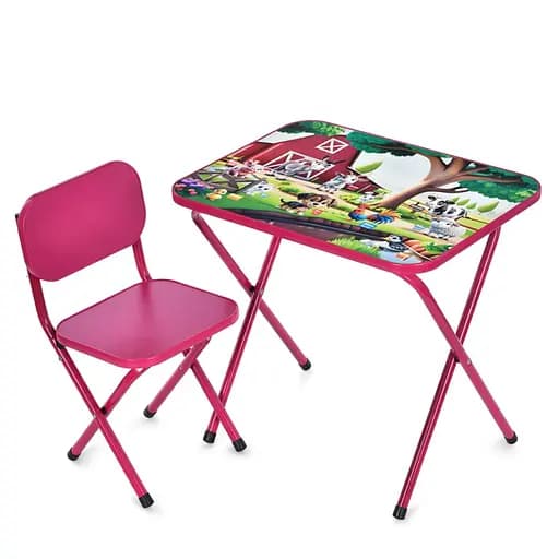 Детский столик складной со стульчиком M 5968-8 малиновый - фото 1