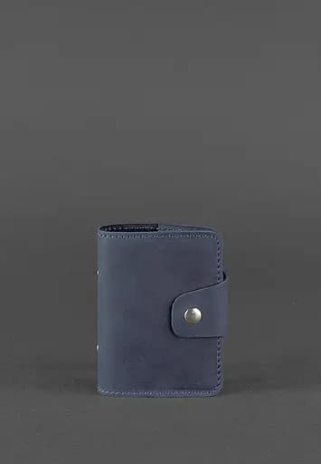 Кожаный кард-кейс 7.1 (Книжечка) синий - фото 2