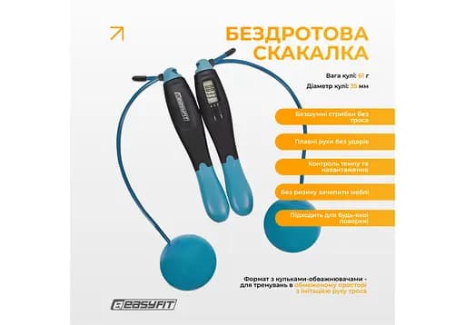 Скакалка для бокса EasyFit TwinRope 2,8 м черно-зеленый (EF-1909-GN) - фото 3