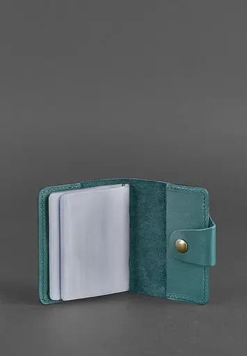 Женский кожаный кард-кейс 7.1 (Книжечка) зеленый - фото 4