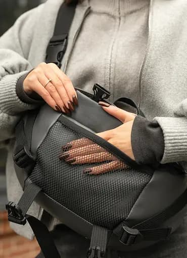 Большая женская поясная сумка бананка Sambag DynamicDart графитовая 38×21×7 см (80411009) - фото 3