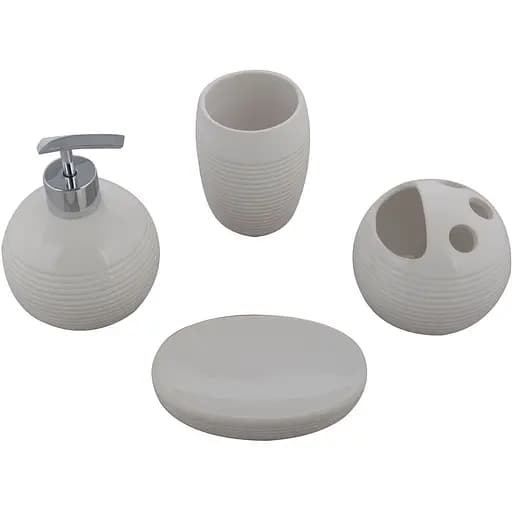 Набор аксессуаров для ванной комнаты No brand керамический белый 4 предмета 17x14x10 см - фото 2