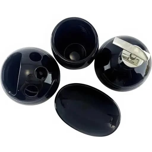 Набор аксессуаров для ванной комнаты No brand керамический черный 4 предмета 17x14x10 см - фото 2