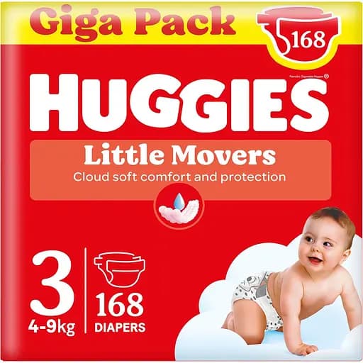 Уценка. Подгузники Huggies Little Movers Giga 3 (4-9 кг) 168 шт. - фото 1
