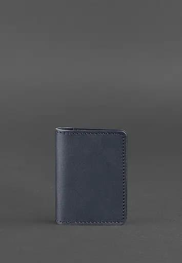 Кожаный кард-кейс (визитница) 6.0 темно-синий - фото 2