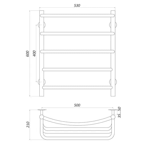 Рушникосушарка UNIO LКD W 600-500-5 Драбинка Каскад Дуга (20867) - фото 5