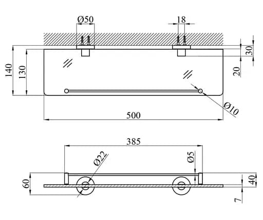 Полка для ванной комнаты Kroner KRM Edelstahl Klassisch - ESG3707 (CV025661) - фото 6